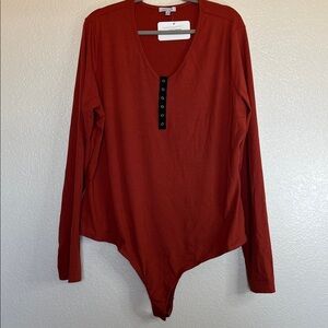 Rust Long Sleeve Bodysuit, size 3X